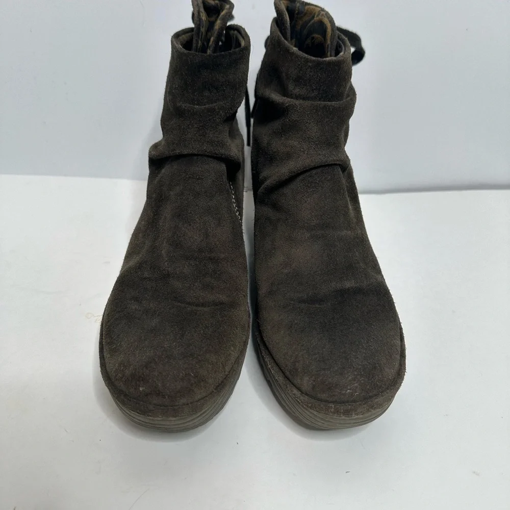 Fly London Suede Yama Booties in Diesel Size 8
